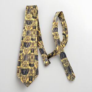 The Metropolitan Museum Of Art Mens Silk Neck Tie Yellow Navy Horses